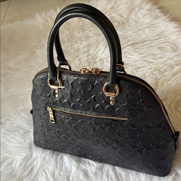 Coach Black Signature Embossed Dome Satchel - Picture 5 of 10